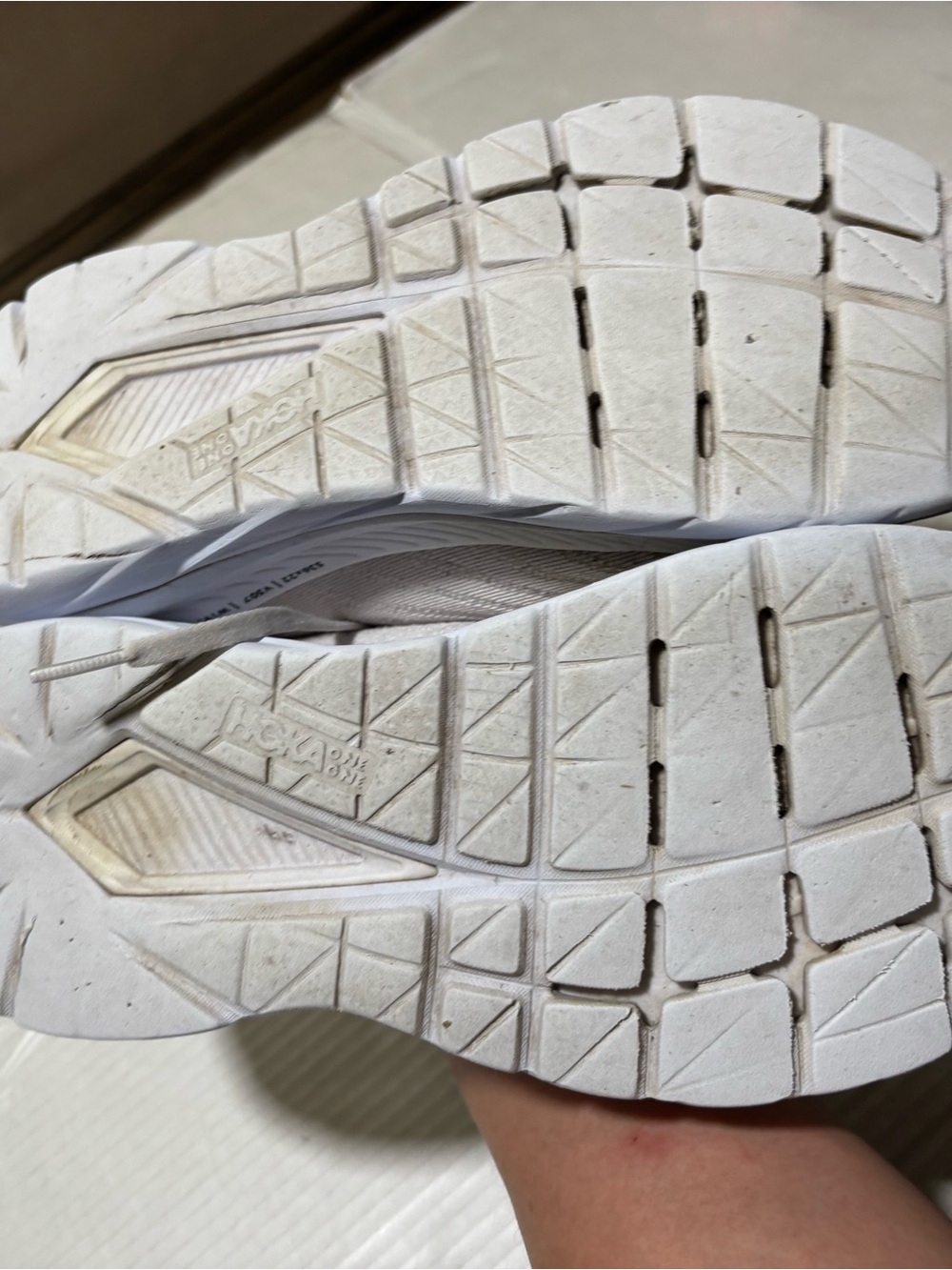 Hoka White Running Shoe with Rose Gold Logo Accents - Picture 7 of 10